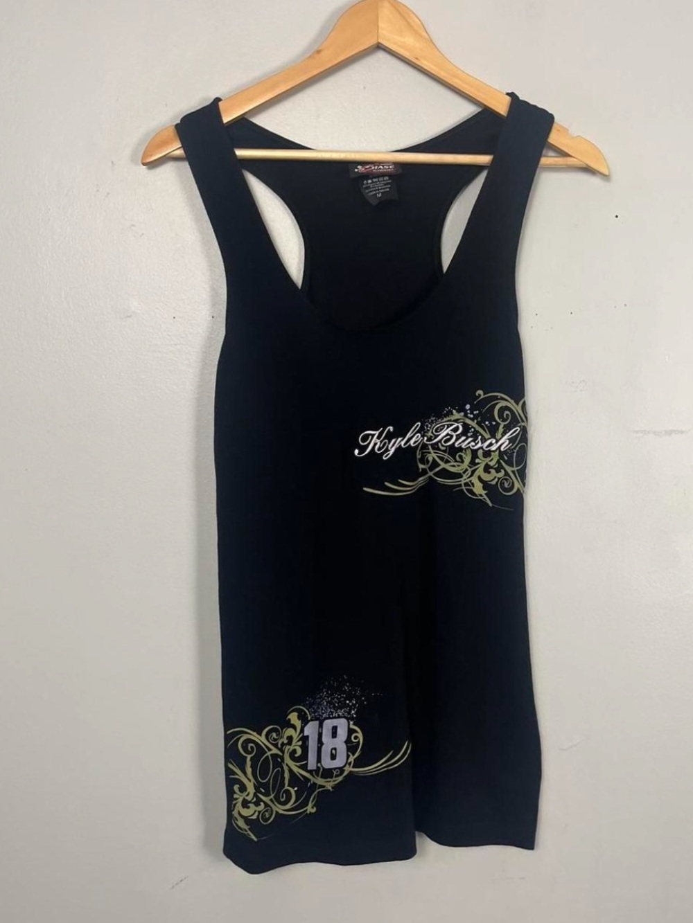 Chase authentics y2k Kyle Busch Embroidered black racerback tank top size medium